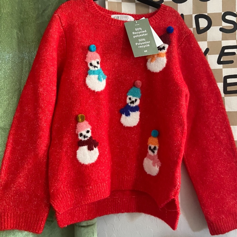 H&M Snowman Red Sweater